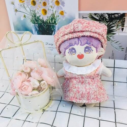 Doll Clothes for 20cm Idol Dolls Gifts Accessories Pink Little Fragrant Strap Skirt Berets Hat Plush Dolls Toys Clothing Outfit