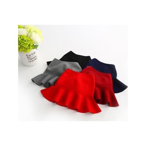 2 3 4 5 6 7 Yrs Cute Girls Knitted Tutu Skirts Baby Girl Pleated Wool Blend Skirt Kids Girls Solid Ruffles Skirt for Wholesale