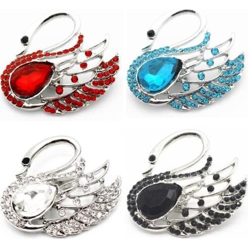 Mixs 10pcs/lot 4 Colors Cute Full Rhinestone Swan Snap Buttons Fit 18mm/20mm Ginger DIY Women Snap Bracelet Necklace Jewelry