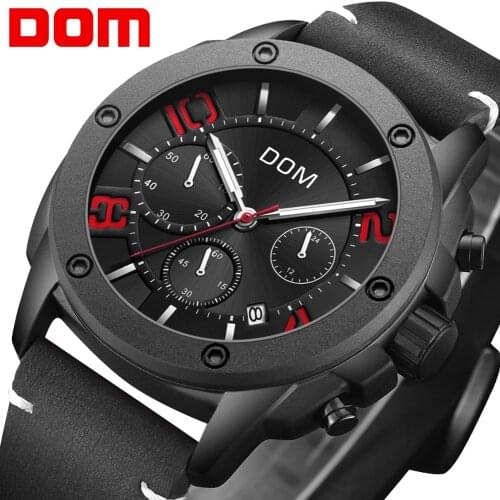 Men Mechanical Wristwatches DOM Male Leather Automatic Date Quartz Watches Mens Luxury Brand Waterproof Sport Clock