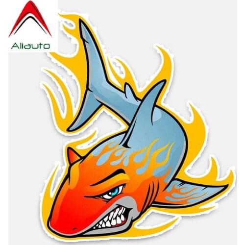 Aliauto Cool Car Stickers Cartoon Ferocious Shark PVC Decal Cover Scratches for Smart Hyundai Toyota Chevrolet Opel ,18cm*15cm