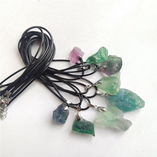 Natural Blue Green Fluorite Pendant Healing Crystal Irregular Shape Reiki Stone Pendant Jewelry For Women Men