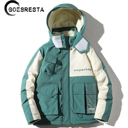 GOESRESTA 2020 brand new mens down jacket fashion wild street tide brand thickened 90% white duck down winter warm coat jacket