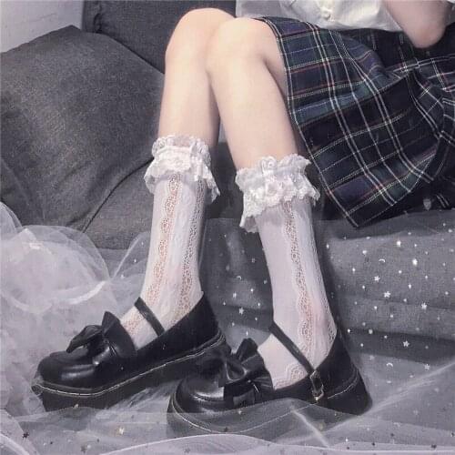 2020 new Japanese Soft sister Sweet Cute Lace Calf Leg Socks Girls Student Lolita Heap heap socks Kawaii Mid tube Loving Socks