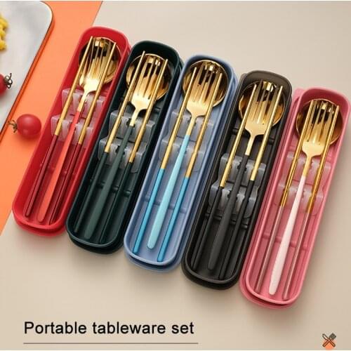 Newly 4pcs/set Portable Tableware Multifunction Cutlery Fork Spoon Chopsticks Indoor Outdoor Tableware Set