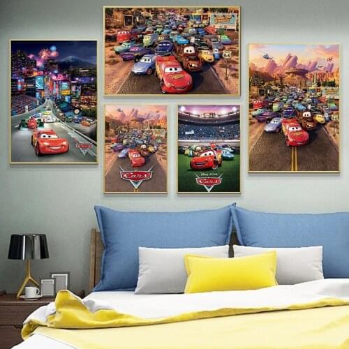 Disney Animation Canvas Painting Posters and Cars McQueen Prints Abstract Graffiti Art Wall Pictures for Living Room Home Decor