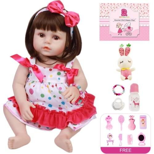 18"48CM Bebe Reborn Soft Silicone Realistic Baby Toddle Reborn Doll Toys for Children Full Body Hair Toy Doll Smooth Vinyl Body