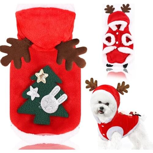 Christmas Dog Clothes Pet Costume Funny Cute Elk Costume Winter Warm For Dog Pet Costume New Year Outfit