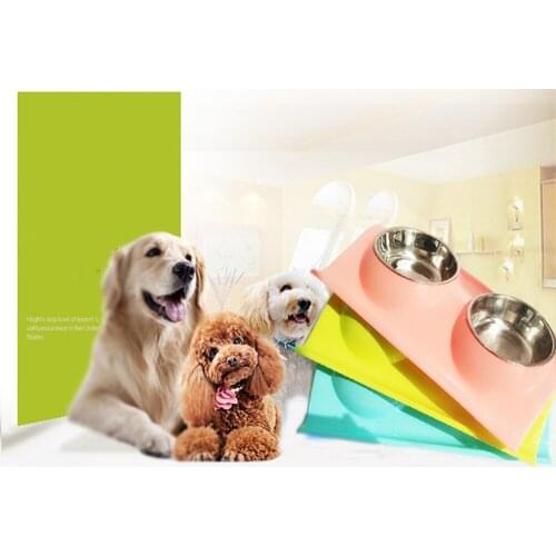 Modern Design Hot Sale Double Stainless Steel Dog Cat Puppy Pet Bowl Food Dish Non Slip Food Water Feeding Dish Pet Supplies