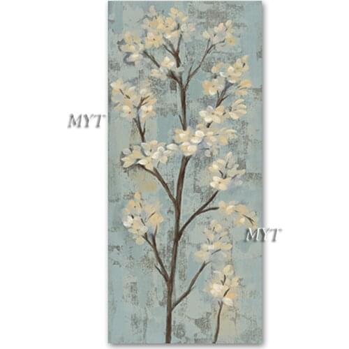 Modern Chinese Style Abstract White Flowers Canvas Oil Painting No Frame Hot Selling Panel Set Hand-painted Wall Art Hot Selling