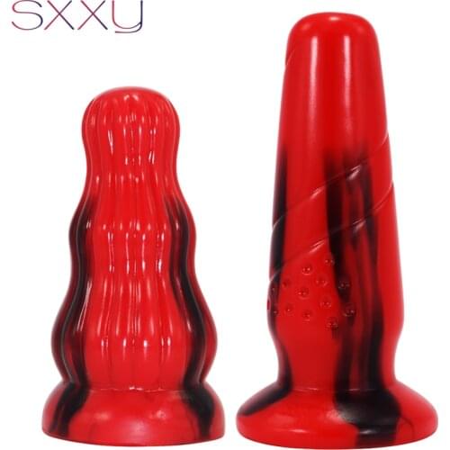 SXXY Anal Sex Toys Thick Butt Plug Stuffed Curve Silicone Dildo Colorful Anus Massage Lesbian Stimulator For Women Masturbation