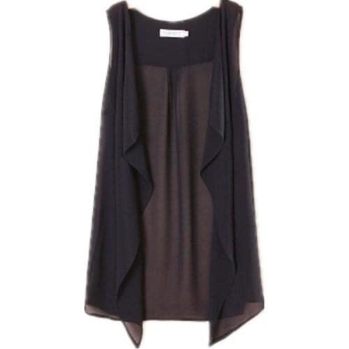 Spring Summer Large Size M-4XL Chiffon Waistcoat Vests for Women Cardigan Loose Womens Vest Wild Medium Long Thin Chiffon Vest