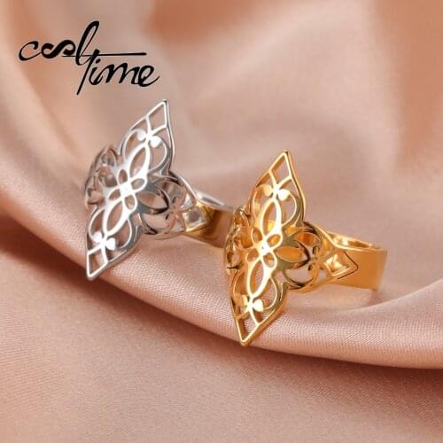 COOLTIME Filigree Vintage Women Ring Men Couple Ring Stainless Steel Flower Of Life Celtics Knot Fine Jewelry for Women Gift