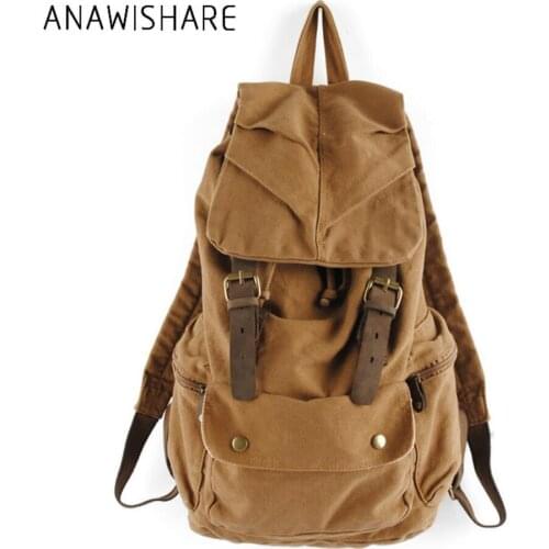 ANAWISHARE Vintage Men Backpacks Canvas Rucksack Large Daily Backpacks Women College Student School Bags For Teenagers Backpack