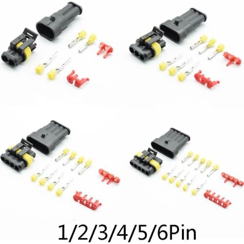 2/5sets 1/2/3/4/5/6 pins 18-15 AWG Way AMP Super seal Waterproof Electrical Wire Connector Plug for car connector Kit 2pins