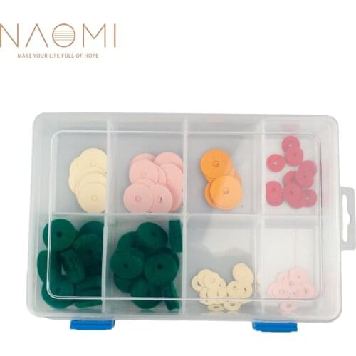 Naomi Piano Keyboard Felts For Regulating Keyboard Punchings Repair Parts Fives Colors Set W/ 8 Grids Plastic Box