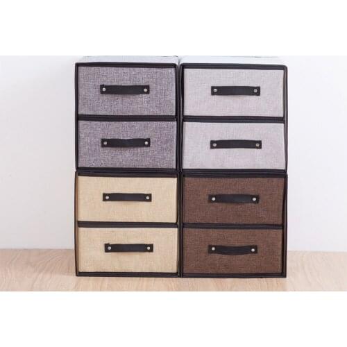 Japanese-Style Oxford Double Brawer Storage Box Cotton Linen Drawer Underwear Bedroom Wardrobe Childrens Toys Household Tools