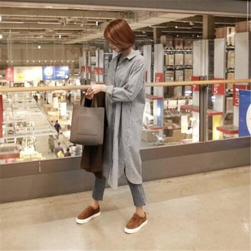 YourSeason 2021 Autumn Spring Ladies Tops And Blouses New Turn Down Collar Women Korean Striped Long Shirts