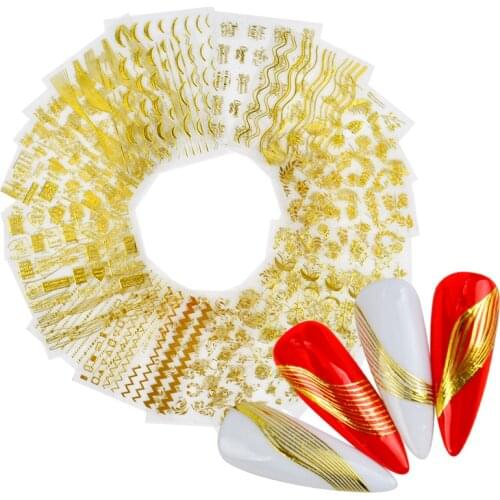 Gold Nail Sticker on The Back of Nail Sticker Russian Wave Gold Nail Sticker Designer Gilding Decal Art Decoration Decal Nails