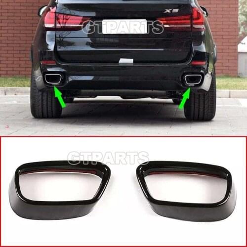 1 pair car Exhaust Muffler Tip Black chrome Cover Trim for BMW X5 M Sports F15 2014-2018 accessories