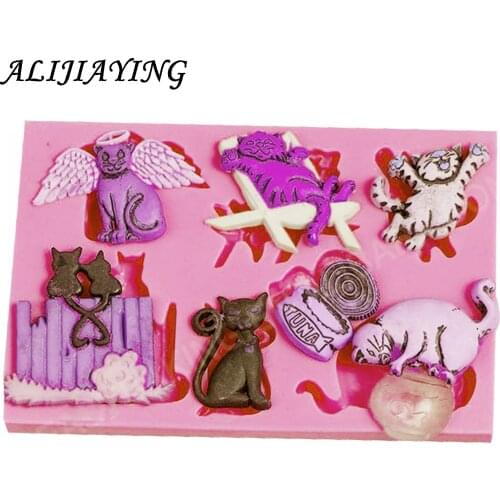 1Pcs Lovely Cat and mouse Silicone Mold for Fondant Chocolate Pudding Mold Silicone Bakeware Cake Decoration Tools D0575