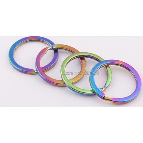 10pcs/lot Rainbow Color Metal 30/25mm Split Ring Round Flat Key Rings Key chain for DIY Back decoration accessories