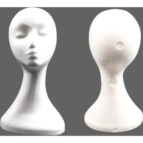 2X 19.5'' Inch Styrofoam Female Wig Head Mannequins Manikin Style Model & Display Womens Wigs Hats & Hairpieces Stand