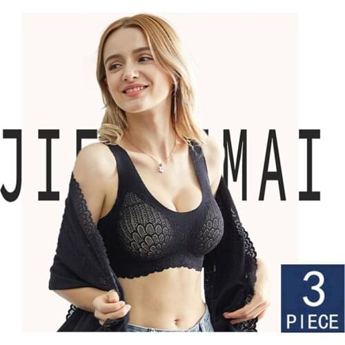 3pcs Push Up Seamles Bra Latex Bralette Top Bh With Pad Plus Size Bras for Women 3XL 4XL Comfort Cooling Gathers