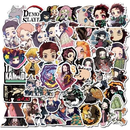 50pcs Demon Slayer Japanese Anime Stickers Aesthetic Tanjiro Kamado Kawaii Cute Sticker Bullet Journal Planner Mugen Train Diary