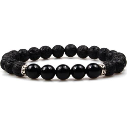 8mm multicolor nature Agate Onyx Chakra Healing Reiki Buddha Yoga Bracelet elastic adjustable Volcanic Stone Bangles yfg3