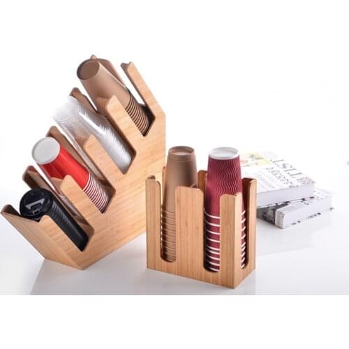 Bamboo Paper Cup Storage Frame Holder Coffee Beverage Holder Sucker Knife and Fork Spoon Storage Holder Racks Eco Friendly