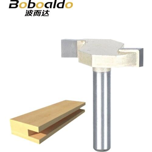 Boboald 1pcs 1/4 Shank T type slotting cutter woodworking tool 2 Flute router bits for wood Rabbeting Bit endmill milling cutter
