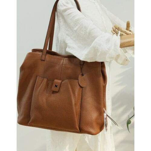 Oversized Handbag Women Genuine Leather Shoulder Bag Three-layer pocket Design Solid Zipper Hasp Big Capacity Shopping Tote Bags