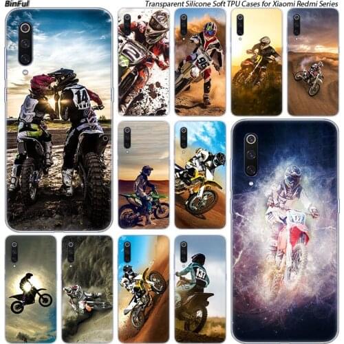 Hot Moto Cross motorcycle sports Case For Xiaomi Pocophone F1 9T 9 9SE 8 A2 Lite A1 A2 Mix3 Redmi K20 7A Note 4 4X 5 6 7 Pro S2
