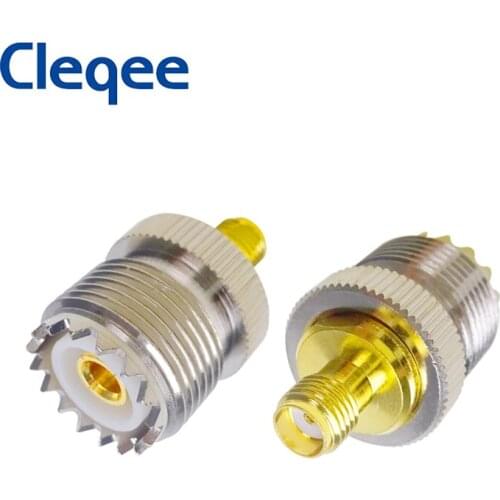 Cleqee 1PCS SMA Female to UHF Female Adapter RF Coaxial Connector SO-239 SO239 to SMA Converter