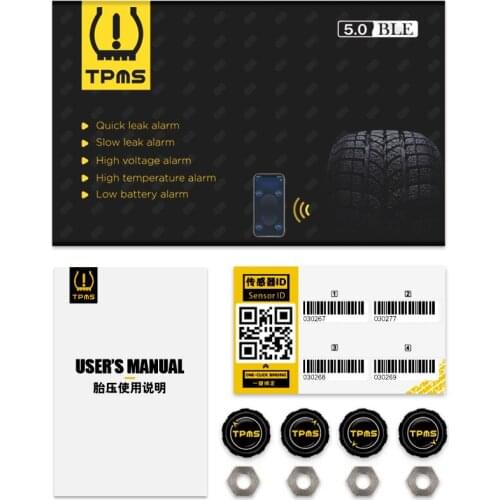 Bluetooth 4.0 TPMS Solar Power Tire Pressure Sensor Temperature Warning Android & IOS Phone APP Wireless 4 External Sensors