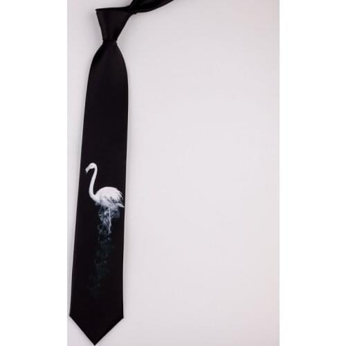 Free Shipping New Male mens Original design printing tie necktie personality literary female students black and white flamingo