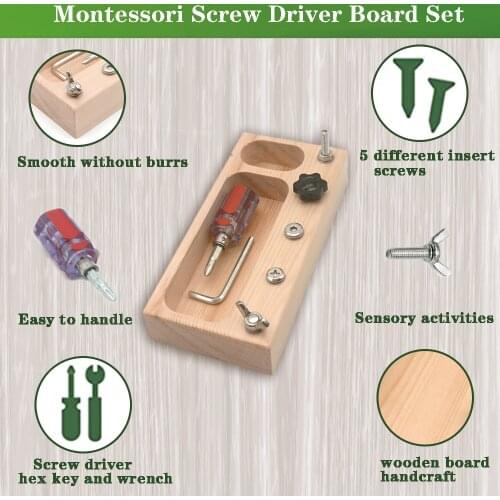Montessori Sensory Bin Tools Screw Driver Board Educational Toys For Children 4 Years Old Sensory Simulated Practical Life Toy