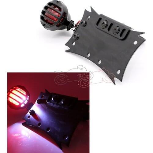 Motorcycle Black Flame Style License Plate Bracket Brake Taillight For Harley Cruiser Bobber Chopper Street Standard Dirt Bike