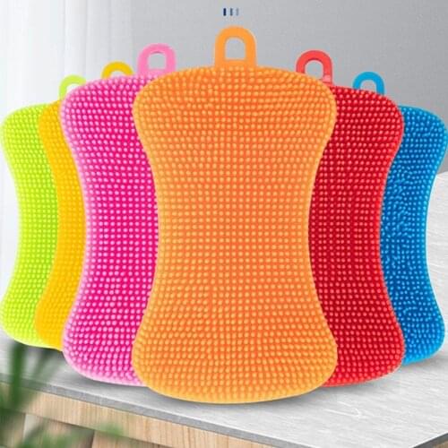 Kitchen Cleaning Brush Silicone Dishwashing Brush Fruit Scouring Cleaning Tool Sponge Pot Pan Brushes Pads Vegetable A5A9