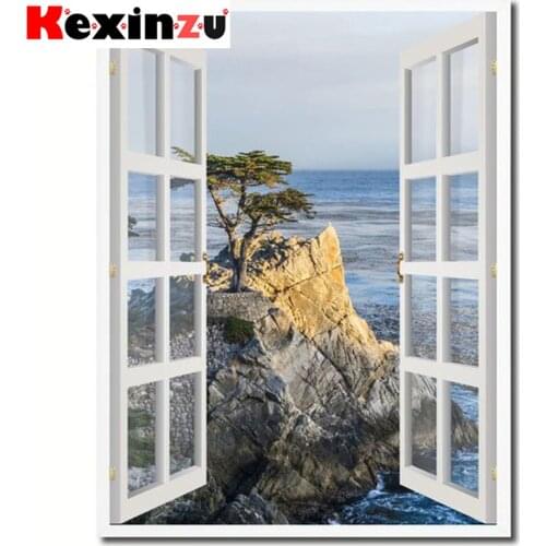 Kexinzu Full 5D DIY Square/Round Diamond Painting" Window Scenery" 3D Embroidery Cross Stitch Mosaic diamondpainting Gift