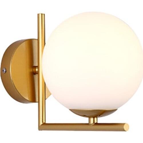Ball Shape Wall Lamp Bedroom Retro Bedside Light Decoration Living Room Aisle Lighting E27 Black/Gold Lamp Without Bulb