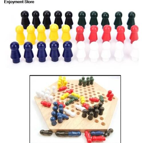 New 60pcs\set chess pieces chinese checkers six color of wooden checkers replacement game parts