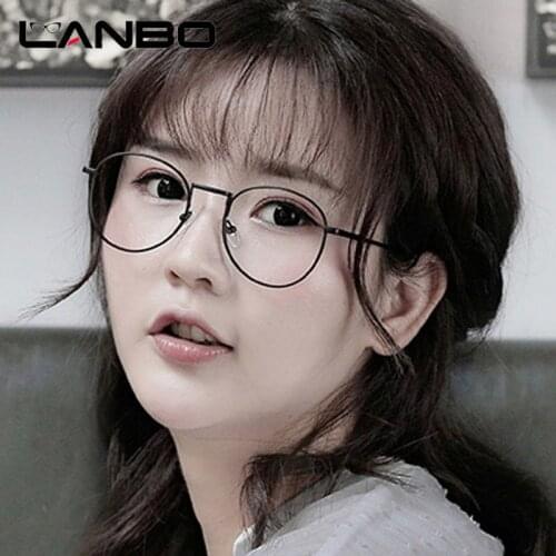 Computer Glasses Eyewear Frame Anti Blue Light Game Glasses Anti Glare Eyeglasses Frame Round Clear Lens Fake Glasses 8627