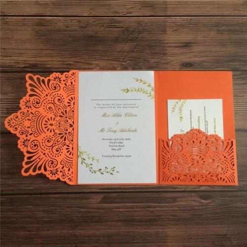 Orange wedding invitation cards personalized printing invite RSVP multi colors