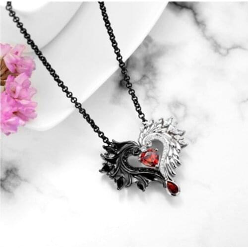 Romantic Heart Photo Frame Necklaces for Women Gifts Angled Devil Wings Stainless Steel Promise Love Keepsake Jewelry
