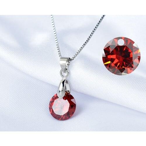 Green White Red Geometric Round Zircon Pendants Necklaces For Women Simple Choker Necklace Female Wedding Party Jewelry