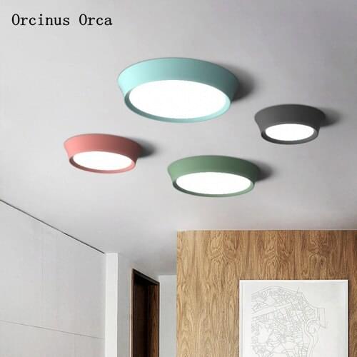 Post modern creative color ceiling lamp living room study bedroom corridor Nordic creative candy color round ceiling lamp