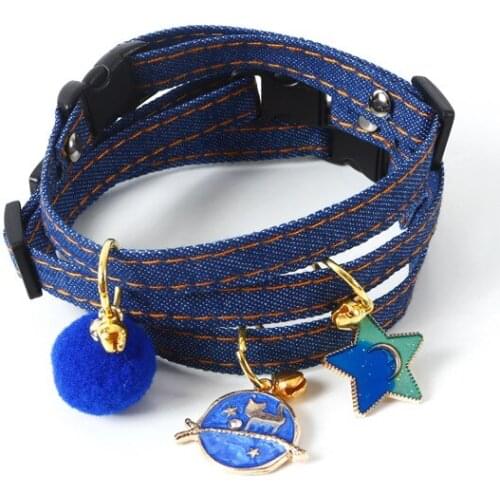 Adjustable Pet Dog Cat Collars Safety Quick Release with Bell with Star Pendant Soft Strong Nylon Strip