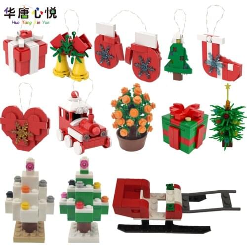 Friends Christmas Decorations Series Toys For Children Trees Gift Boxes Socks Sled DIY Models Friend Building Blocks Accessories